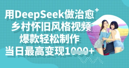 用DeepSeek做治愈乡村怀旧风格视频，爆款轻松制作，当日最高变现多张-众缘演示
